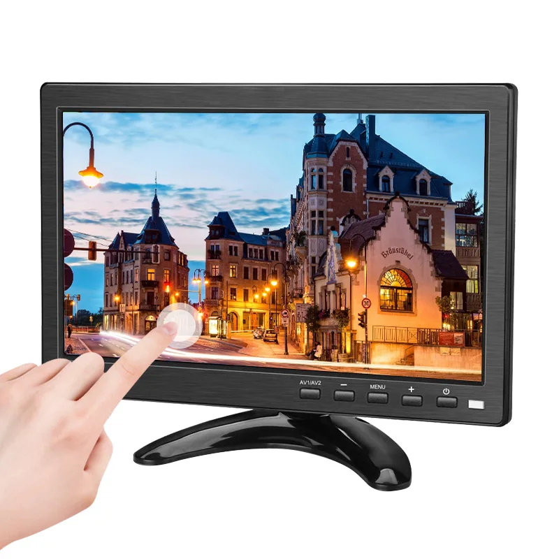Монитор портативный 10,1 дюймов lcd HD сенсорный экран компьютер ПК экран 2 канала видео в безопасности монитор с динамиком HDMI VGA USB