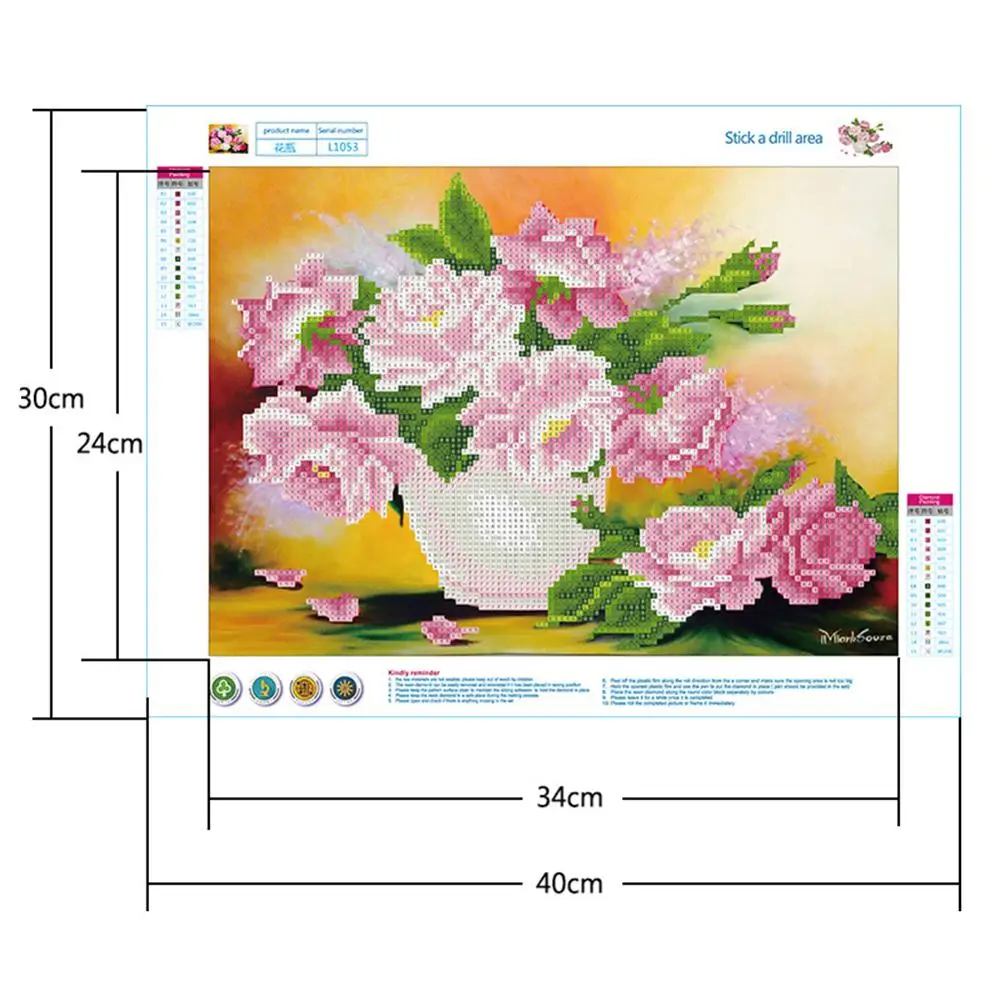 Алмазная 5D картина сделай сам вышивка крестиком из взрывоопасных пионов в