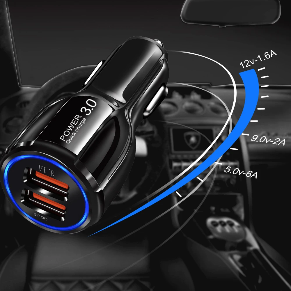 Car Charger Quick Charge 3.0 For iPhone 7 8 Plus Fast Charging Adapter Samsung S8 S9 Dual USB Phone QC | Мобильные телефоны и