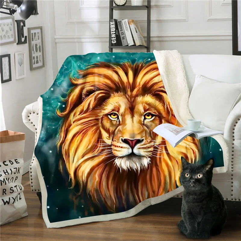 

digital art star lions polar fleece warm keeping throw blanket