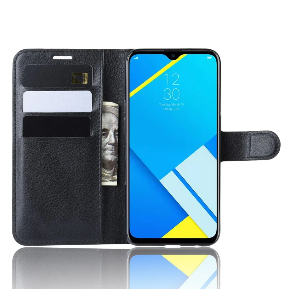 Чехол-книжка для OPPO Realme C2 кожаный с отделением карт и подставкой | Мобильные