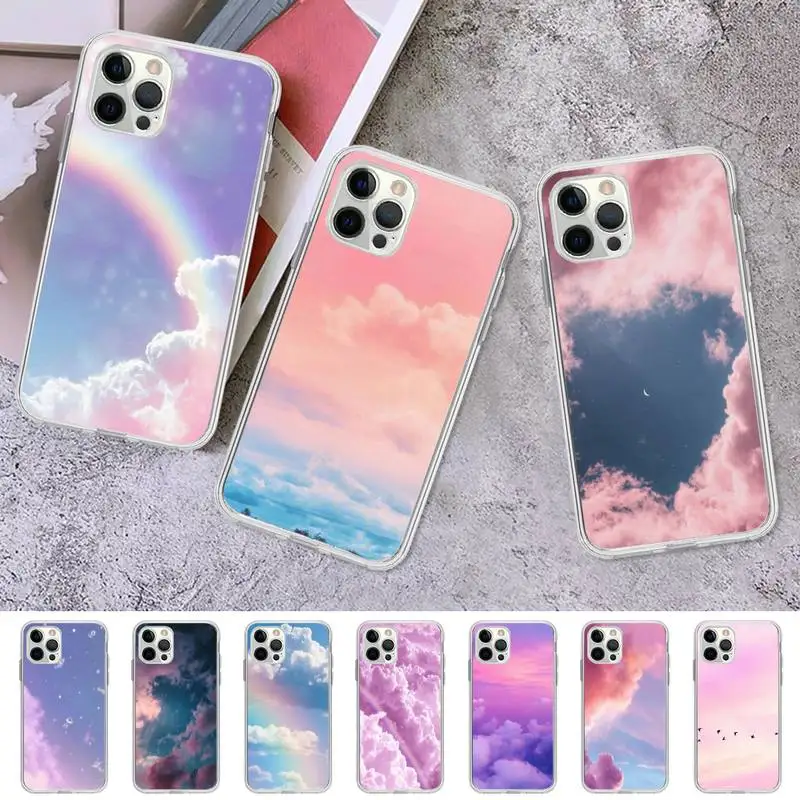 

Pink Rainbow Cloud Phone Case for iPhone 11 12 13 mini pro XS MAX 8 7 6 6S Plus X 5S SE 2020 XR case