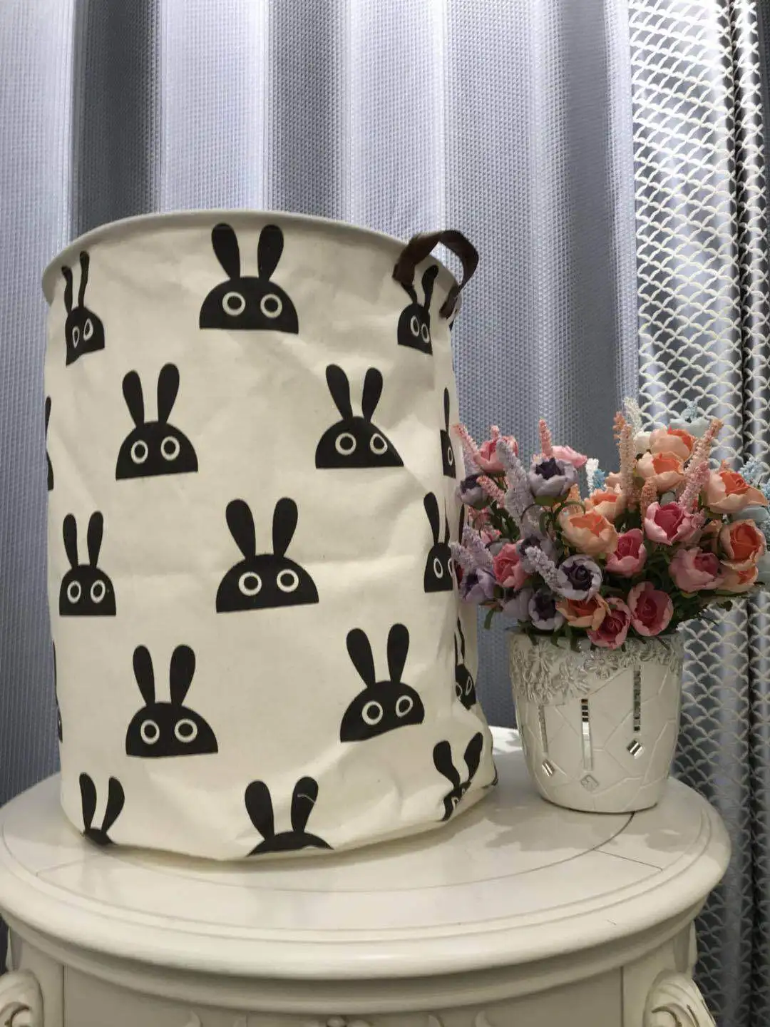 Складная корзина для белья круглая хранения большая 40*50 см Ткань