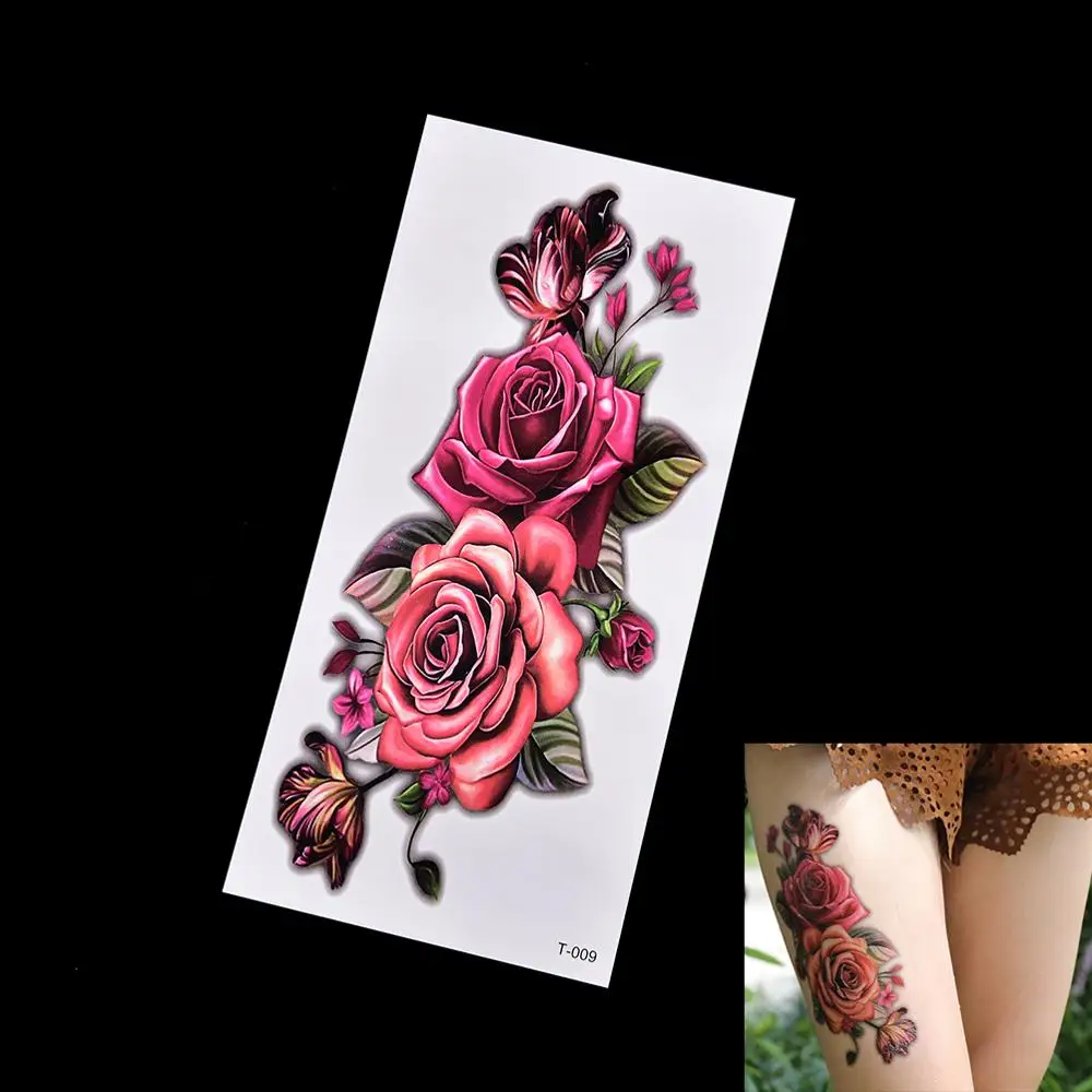 

1pcs Fashion Women Girl Temporary Tattoo Sticker Colorful Roses Design Arm Body Art
