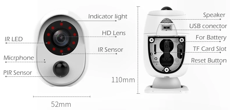 USAFEQLO 1080P ICSEE Внешняя батарея камера WIFI наружная ip с питанием от аккумулятора