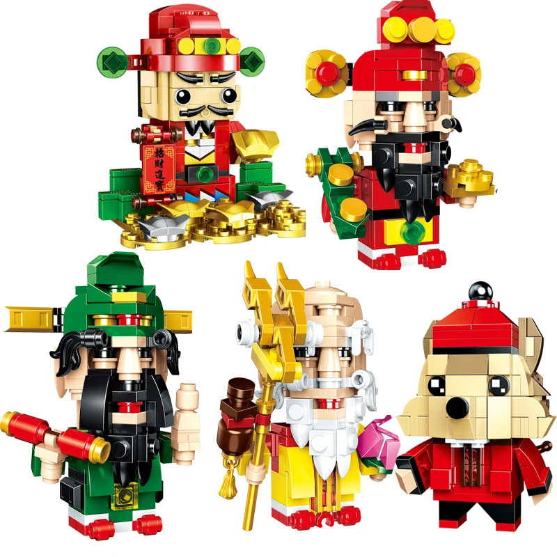 Китайский стиль Фу Лу shousxing строительные блоки Бог богатства зодиака крыса legoING