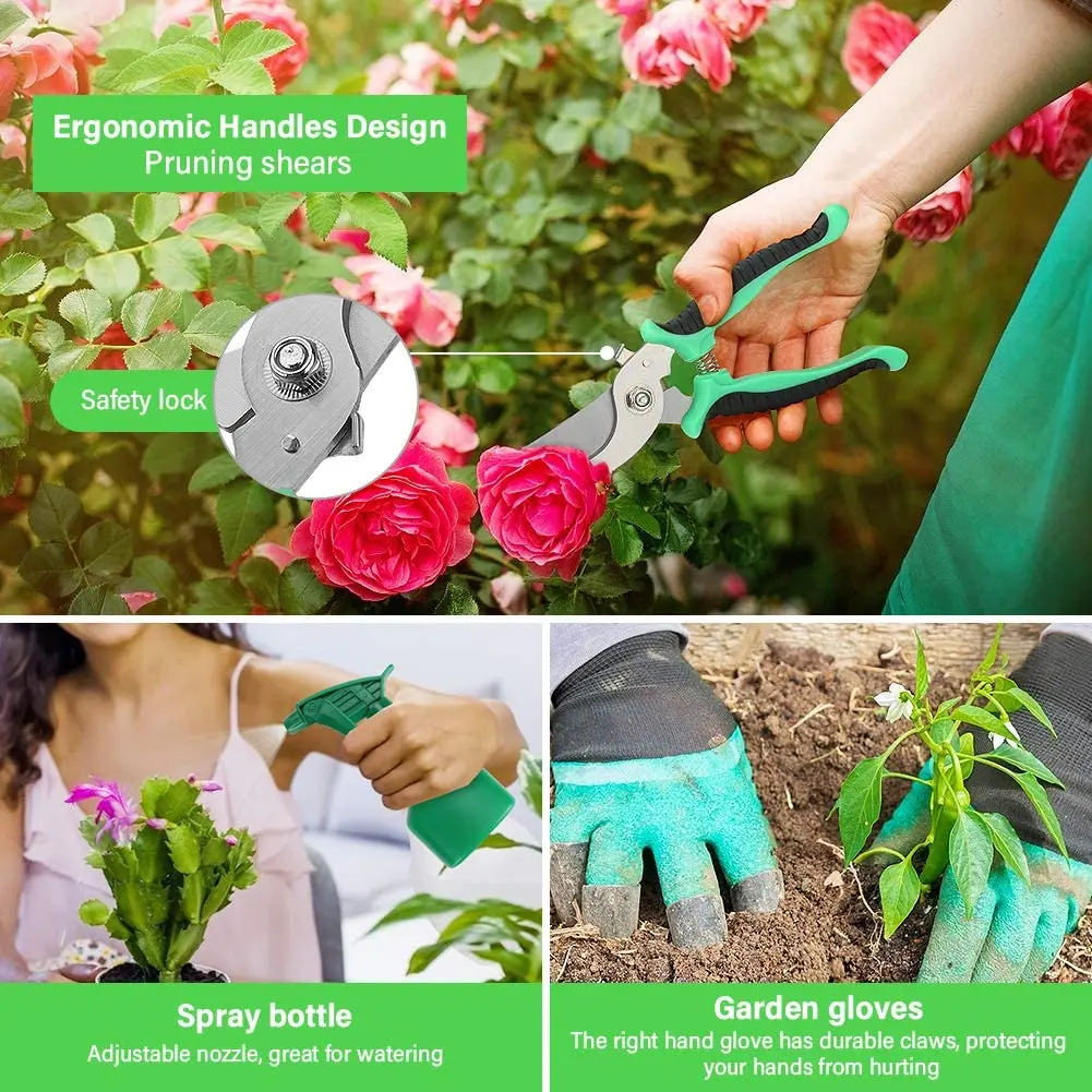 Набор ручных инструментов для сада держатель из 11 предметов алюминия с сумкой