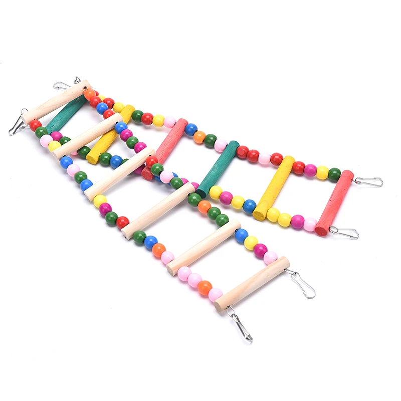 

Birds Pets Parrots Ladders Climbing Toy Hanging Colorful Balls With Natural Wood Parrot Toys for Conures Parakeets Cockatiels