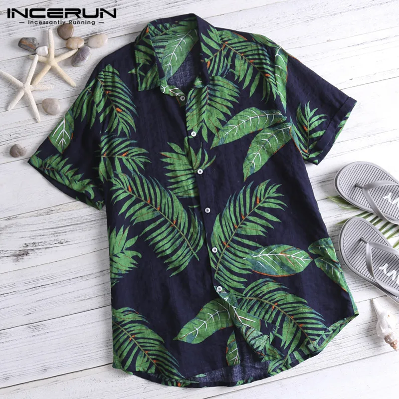 Streetwear Tropical Men Tee Tops Casual Shirt Dress 2020 Hawaiian Red Shirts Loose Cotton Short Sleeve Fashion Hombre Camise | Мужская