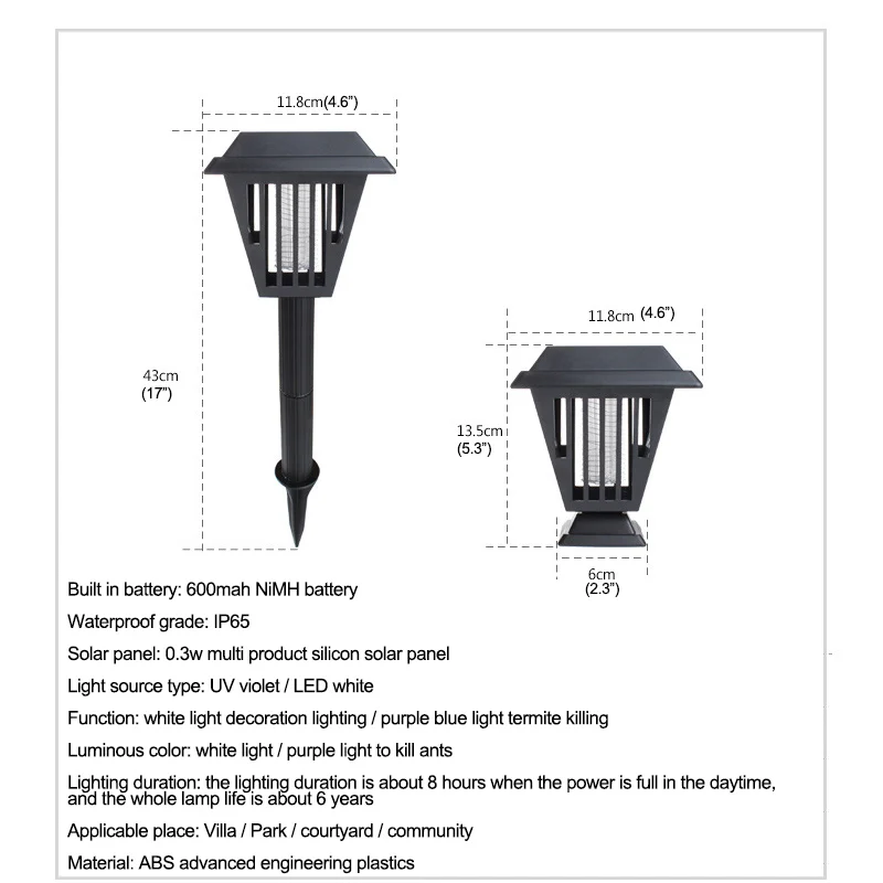 

DLMH Solar Mosquito Killer Light Outdoor Waterproof Garden Vegetable Insert Floor Lawn Light