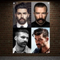 classic mens hairstyle show barber shop poster signboard tapestry banner flag wall art home decor canvas painting wall hanging