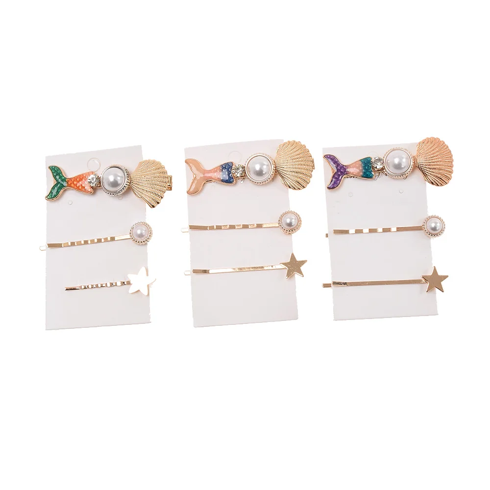 1 Набор красочные рыбий хвост имитация жемчуга ракушка звезда заколки для волос