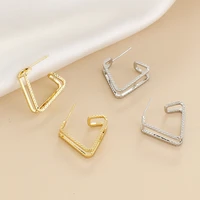 fashion creative piercing double row square charm hoop earring for women dainty geometrical wedding earring jewelry accessories