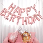 С днем рождения, 16 дюймов розовое золото Фольга Шары Набор Baby Shower вечерние украшения фон для мальчика и девочки, Детские Юбилей Поставки игрушка