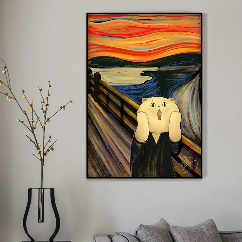 DIY Цифровая живопись кричащий кот милые животные художественная декоративная