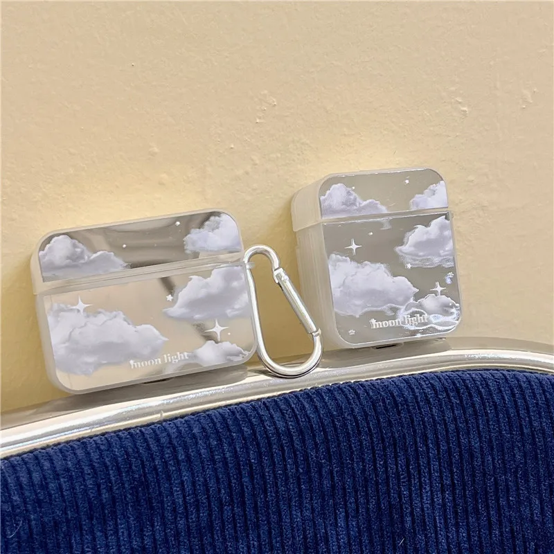 Чехол для наушников AirPods Pro мягкий зеркальный чехол с рисунком облака граффити