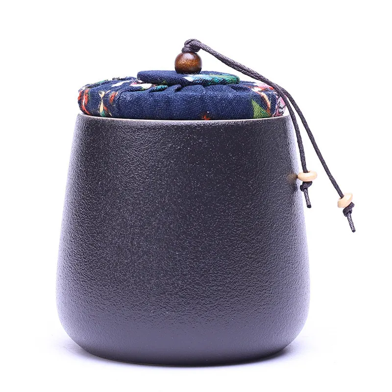 Набор чайная канистра черная керамическая коробка герметичный чайный горшок