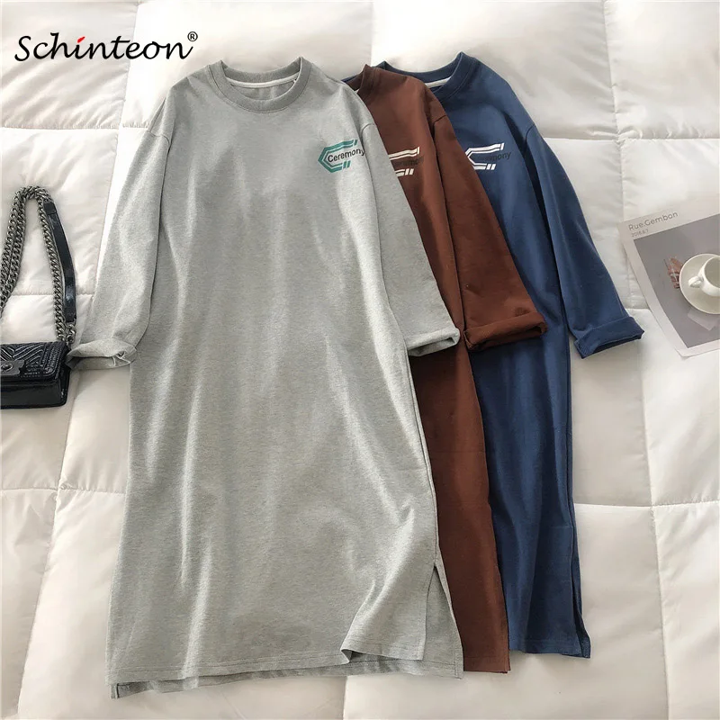 Schinteon женское Свободное длинное Повседневное платье с буквенным принтом