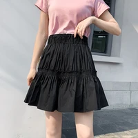 2020 solid color pendulum pleated vintage white mori series high waist slim a line wrinkled summer small skirts for women