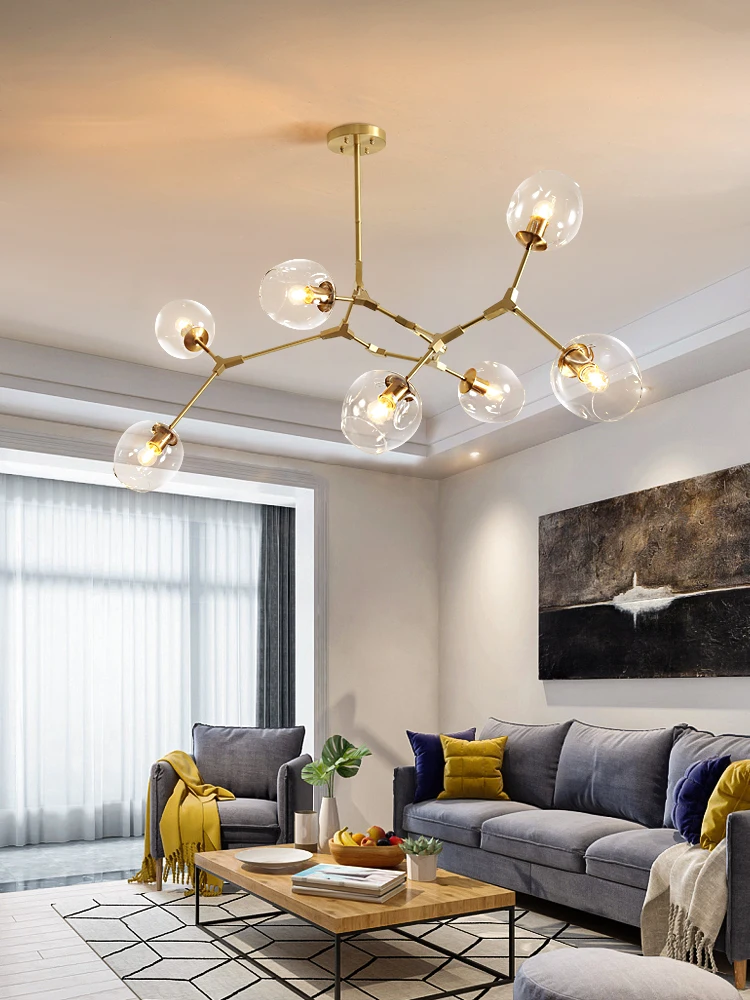 Glass LED Chandelier Lights For Living Room Bedroom Study Chandeliers Lamp Home Furniture Decoration Light Simple Style Dero | Лампы и