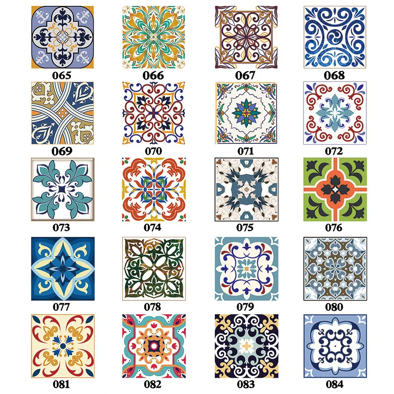 Виниловая плитка имитирующая гидравлическую керамику 15 шт. Измерение|Наклейки