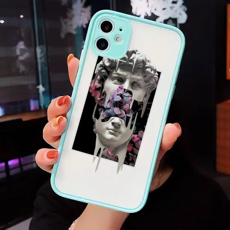 

Medusa David plaster art Phone Cases Matte transparent For blue iPhone 12 Mini 11 Pro XR XS Max 7 8 Plus X Back Cover