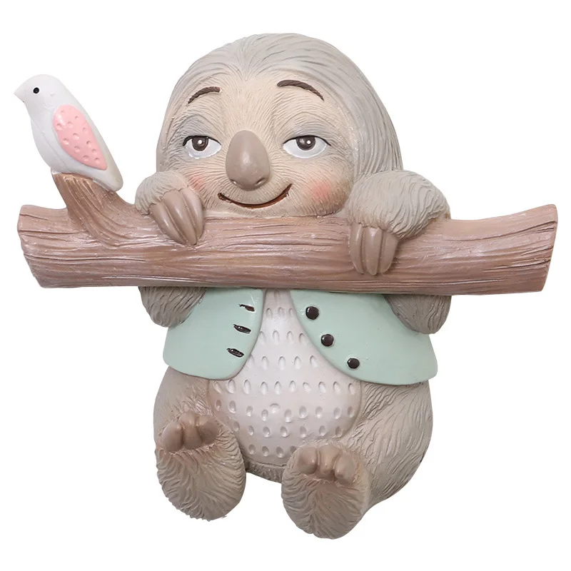 

Cartoon decorative wall coat and hat resin hook creative key plug storage wall ornaments