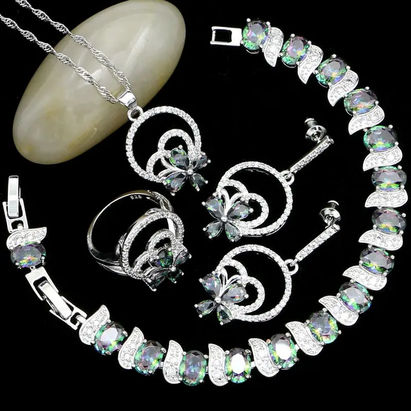 Mystic Радужный кубический цирконий набор ювелирных изделий для женщин