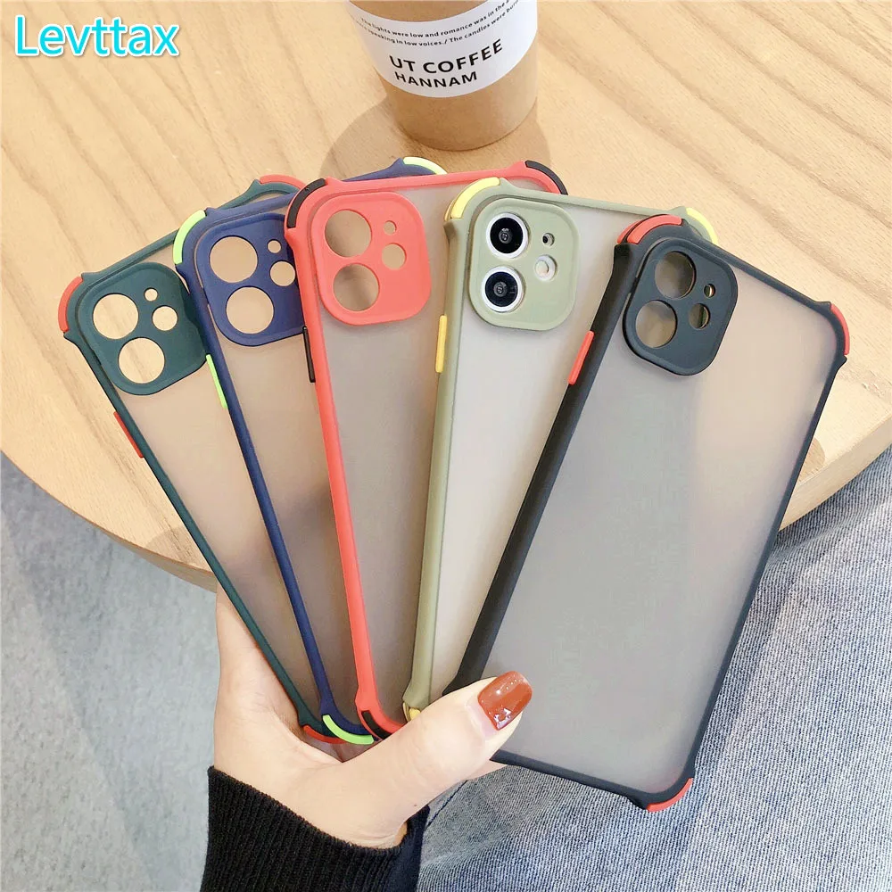 

For iphone 12 Shockproof Cover For iPhone 11 Pro Max XR XS X Max 7 8 6 Plus Matte Skin-friendly Protect Candy Phone Camera Capa