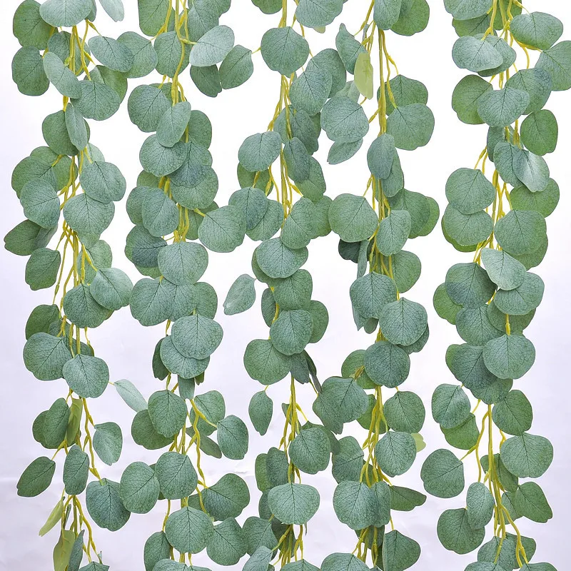 

2M Artificial Green Eucalyptus Garland Leaves Vine Fake Vines Rattan Artificial Plants Ivy Wreath Wall Decor Wedding Decoration
