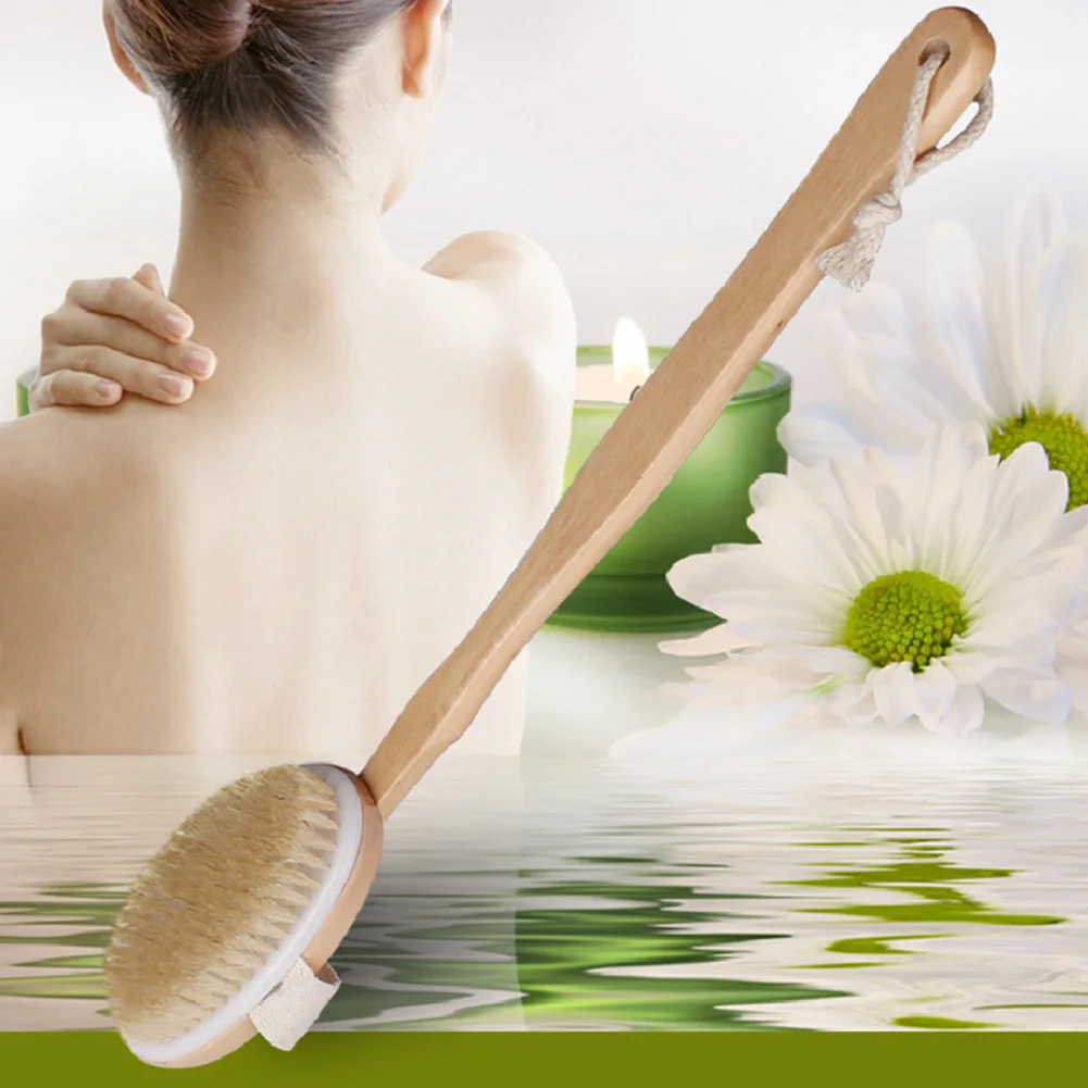 

Practical Long Handle Exfoliating Massage Cleaning Portable Back Spa Wooden Bath Body Brush