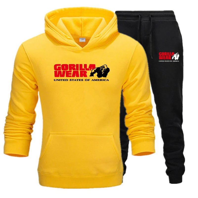 

Gorilla Wear Fashionable Men's Sweater Hoodie Casual Sweatshirt Pullover Sportswear Two-piece Suit + Pants Autumn and Winter Sui