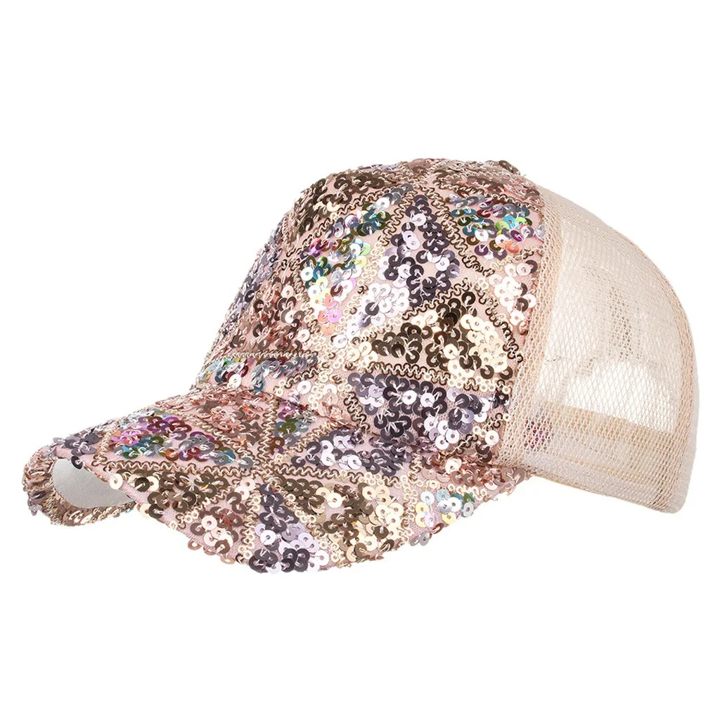 Бейсболка унисекс для мужчин и женщин регулируемая пляжная кепка с блестками в