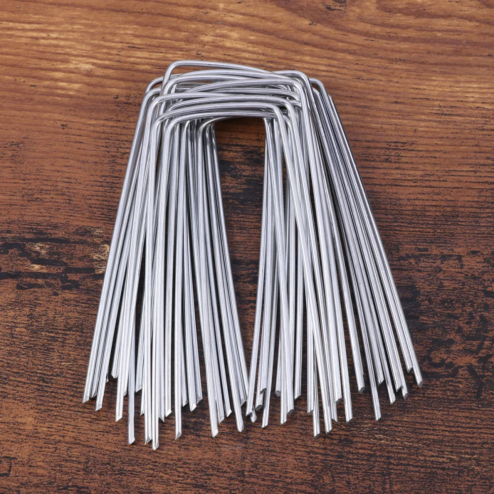 

50PCS U Shape Galvanized Ground Nail Fixing Nail Lawn Nail Gardening Nail