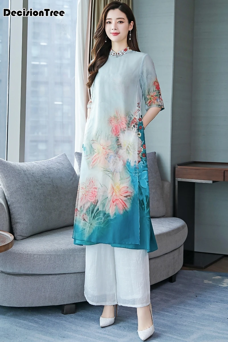 ao dai женское японское хлопковое aodai yukata высококачественное вьетнамское женское платье чонсам