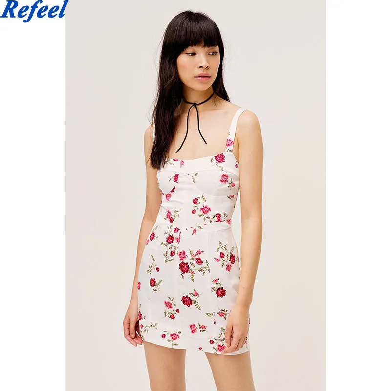 

Модное женское пикантное платье на бретельках с цветочным принтом, мини-платье-карандаш без рукавов, летнее романтическое клубвечерние нее...