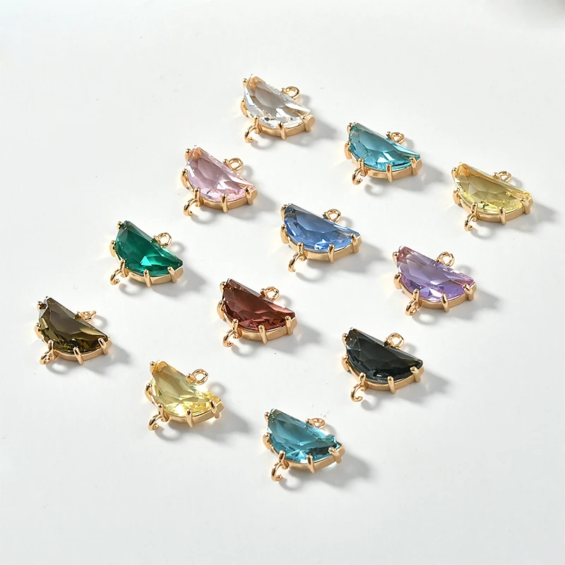 Медный позолоченный 18K золотой кристалл с бриллиантами двойные Висячие