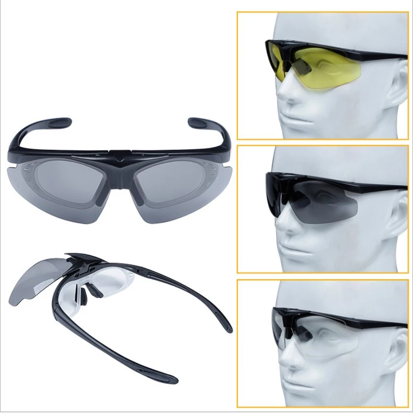 Тактические очки с 3 линзами военные армейские поляризационные пластиковые