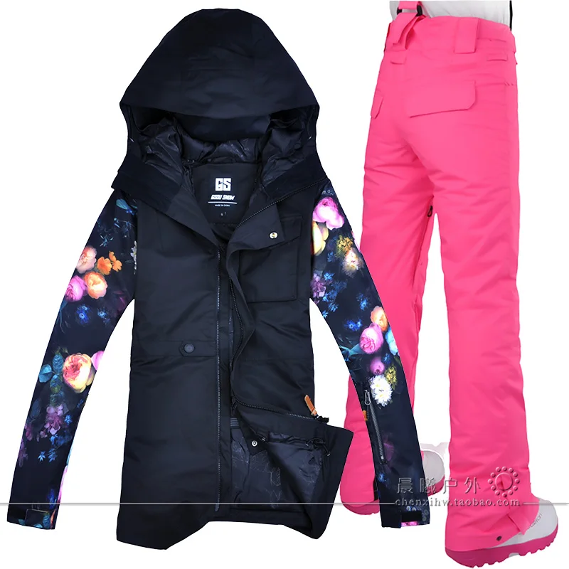 2021 GSOU зимний женский лыжный костюм с капюшоном куртка для сноуборда брюки