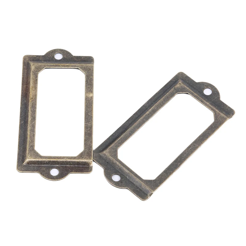 

12 PCS Metal Label Pull Frame Handle Antique Brass File Business Card Holder Photo Frame Home Decoration