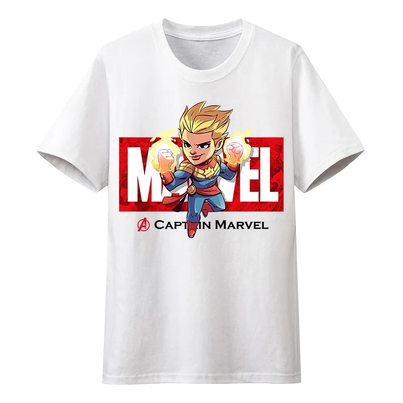 

Captain Marvel The Avengers 10th Anniversary Commemorative Cartoon Printed Graphic T-shirt Cute Short sleeve O-Neck Shirt