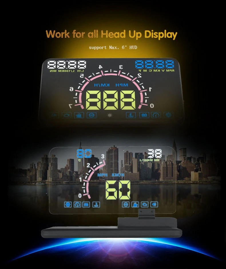 Универсальный H6 автомобильный HUD Дисплей проектор телефон навигация смартфон