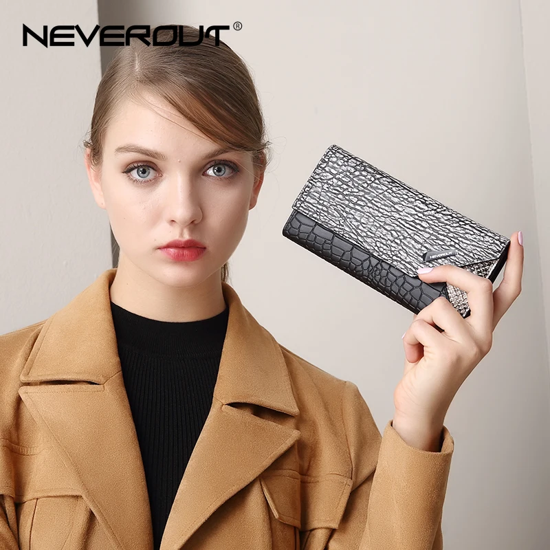 NEVEROUT женская сумка для денег, спилок, кошельки, высокое качество, черный кошелек, для женщин, известный бренд, держатели для карт, карман для мобильного телефона