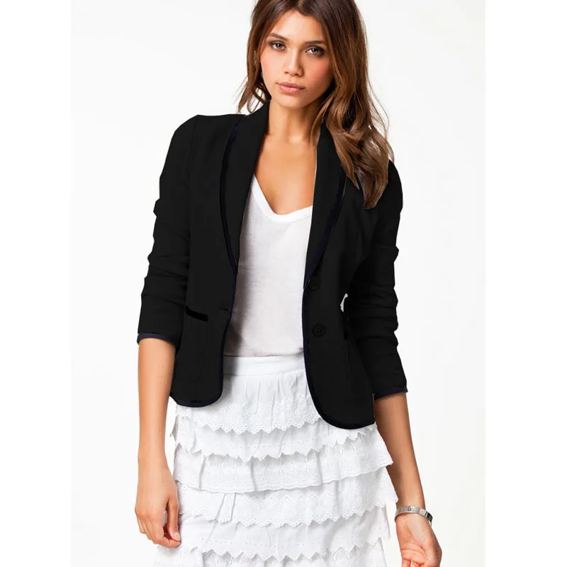 Офисный Женский блейзер длинный рукав повседневный костюм Жакет женский модный