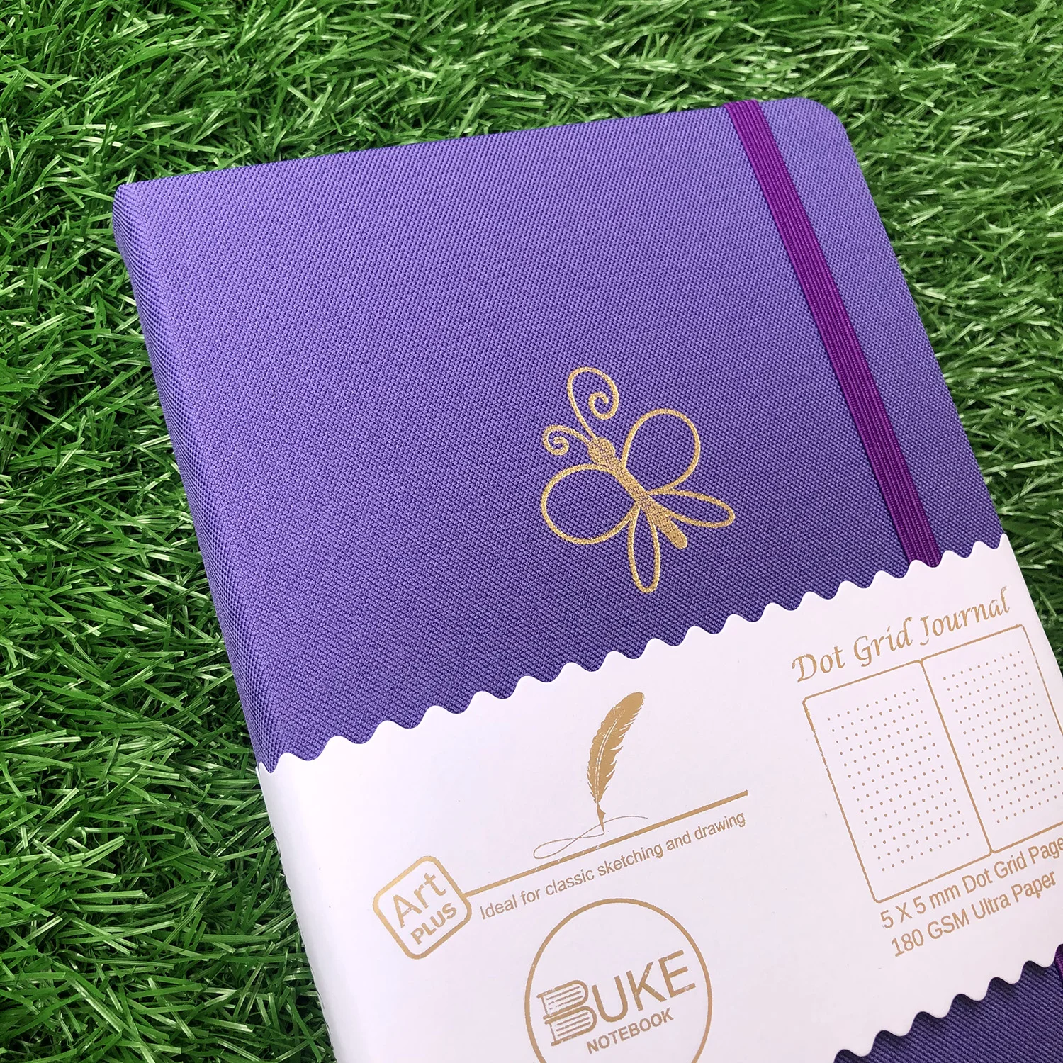 

BUKE 180GSM Bamboo Paper Dotted Notebook Dot Grid Journal For INS - purple cover/waterproof fabric cover/butterfly