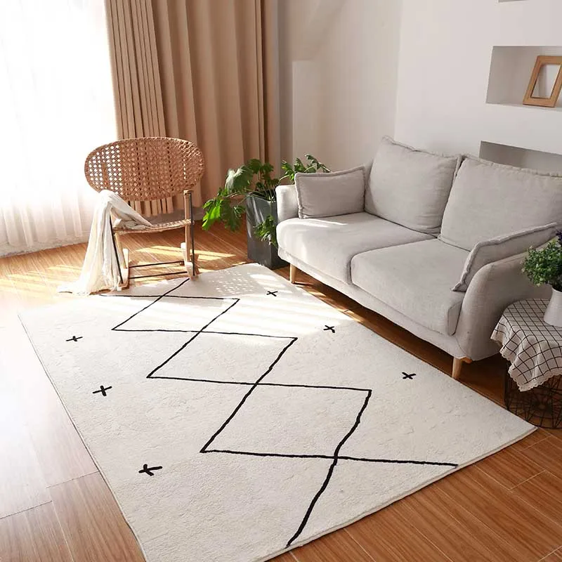 

Nordic Morocco Carpet Modern Living Room Fluffy Rug Home Bedroom Carpet Geometric Rug Sofa Study Mat Room Coffee Table Floor Rug