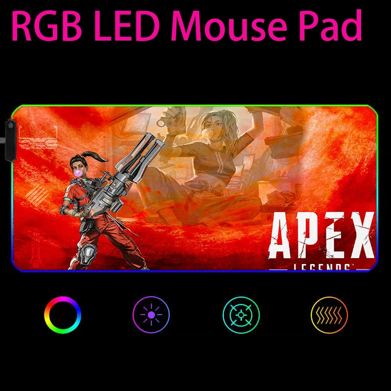 

Gaming Accessories Rgb Mousepad Mouse Pads Desk Mat Pc Gamer Mause Pad Anime Diy Mice Keyboards Computer Led Pad APEX legends