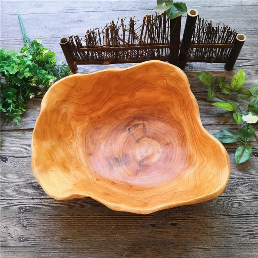 

Wooden Fruit Plate Creative Serving Tray Snack Plate Household Storage Box for Home Office Shop Desktop (Caliber 15-19cm, Irregu