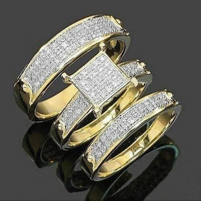 Большие кольца для мужчин и женщин Iced Out Bling квадратное кольцо хип-хоп микро проложенные Стразы золотого цвета ювелирные аксессуары Z4N942 - Цвет основного камня: Ring M061