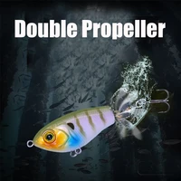 lifelike eye rotating tail bass topwater vmc hooks fishing lure double propeller blade fish bait
